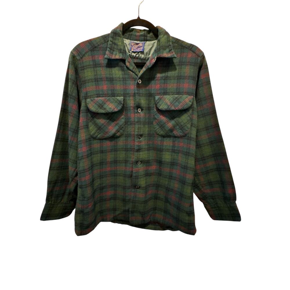 VTG Pendleton Women’s Pure Virgin Wool Plaid Button-Up Shirt Size M Made in USA